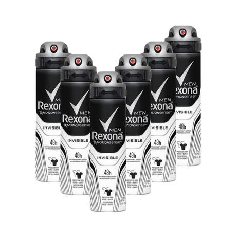 Kit 6 Desodorantes Rexona Men Antitranspirante Aerossol Invisible 150ml Menor preço em Kit 6 Desodorantes Rexona Men Antitranspirante Aerossol Invisible 150ml