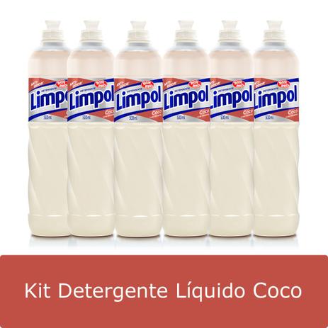Kit 6 Detergente Líquido Limpol Coco 500ml Menor preço em Kit 6 Detergente Líquido Limpol Coco 500ml