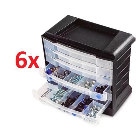 Kit 6 gaveteiro caixa organizadora com 6 gavetas e 30 divisorias organizador em plastico - Arqplast Menor preço em Kit 6 gaveteiro caixa organizadora com 6 gavetas e 30 divisorias organizador em plastico - Arqplast