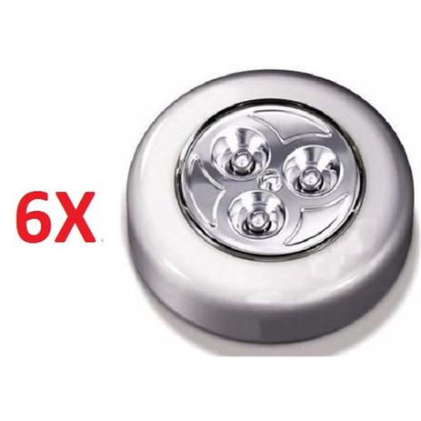 Kit 6 lampadas de led para parede e teto luminaria de toque sem fio para interiores armario e closet - Gimp Menor preço em Kit 6 lampadas de led para parede e teto luminaria de toque sem fio para interiores armario e closet - Gimp