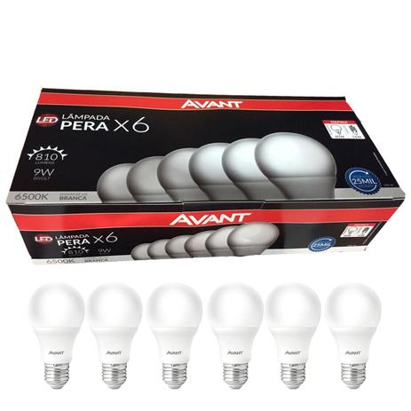 Kit 6 Lâmpadas Led 9w Bulbo E-27 Bivolt Branco Frio Avant Menor preço em Kit 6 Lâmpadas Led 9w Bulbo E-27 Bivolt Branco Frio Avant