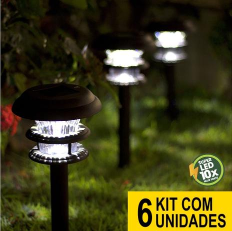 Kit 6 Luminária Solar jardim led branco 10x mais forte pvc balizador prova de água 45 cm - Ecoforce Menor preço em Kit 6 Luminária Solar jardim led branco 10x mais forte pvc balizador prova de água 45 cm - Ecoforce