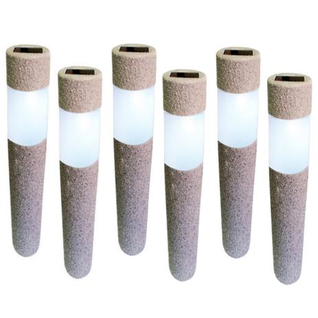 Kit 6 Luminária Solar jardim led branco balizador rustico prova de água - Ecoforce Menor preço em Kit 6 Luminária Solar jardim led branco balizador rustico prova de água - Ecoforce
