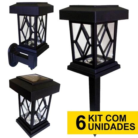 Kit 6 Luminária Solar Jardim Luz Led Branco 3 Em 1 Chão Parede Balizador Arandela - Ecoforce Menor preço em Kit 6 Luminária Solar Jardim Luz Led Branco 3 Em 1 Chão Parede Balizador Arandela - Ecoforce
