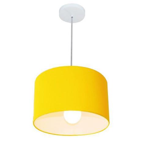 Kit/6 Lustre Pendente Cilindrico Md-4031 Cupula Tecido 40x21cm Amarelo - Vivare iluminação Menor preço em Kit/6 Lustre Pendente Cilindrico Md-4031 Cupula Tecido 40x21cm Amarelo - Vivare iluminação