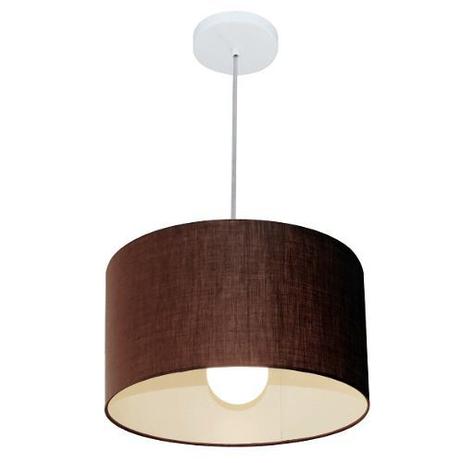 Kit/6 Lustre Pendente Cilindrico Md-4031 Cupula Tecido 40x21cm Cafe - Vivare iluminação Menor preço em Kit/6 Lustre Pendente Cilindrico Md-4031 Cupula Tecido 40x21cm Cafe - Vivare iluminação