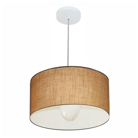 Kit/6 Lustre Pendente Cilindrico Md-4031 Cupula Tecido 40x21cm Palha - Vivare iluminação Menor preço em Kit/6 Lustre Pendente Cilindrico Md-4031 Cupula Tecido 40x21cm Palha - Vivare iluminação