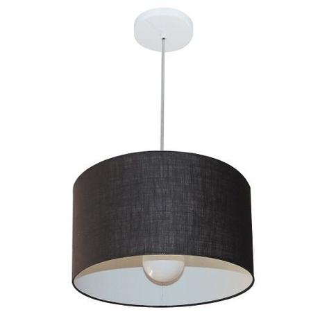 Kit/6 Lustre Pendente Cilindrico Md-4031 Cupula Tecido 40x21cm Preto - Vivare iluminação Menor preço em Kit/6 Lustre Pendente Cilindrico Md-4031 Cupula Tecido 40x21cm Preto - Vivare iluminação