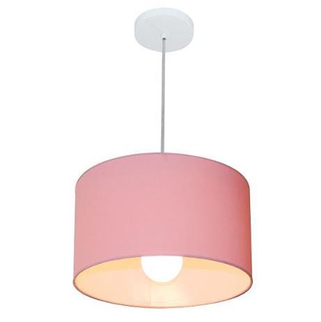 Kit/6 Lustre Pendente Cilindrico Md-4031 Cupula Tecido 40x21cm Rosa Bebe - Vivare iluminação Menor preço em Kit/6 Lustre Pendente Cilindrico Md-4031 Cupula Tecido 40x21cm Rosa Bebe - Vivare iluminação