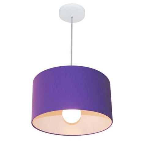 Kit/6 Lustre Pendente Cilindrico Md-4031 Cupula Tecido 40x21cm Roxo - Vivare iluminação Menor preço em Kit/6 Lustre Pendente Cilindrico Md-4031 Cupula Tecido 40x21cm Roxo - Vivare iluminação