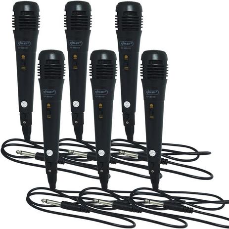 Kit 6 Microfones Dinâmico com Fio P10 Cabo 1 Metro para Karaokê e Caixa de Som Knup KP-M0001 Preto Menor preço em Kit 6 Microfones Dinâmico com Fio P10 Cabo 1 Metro para Karaokê e Caixa de Som Knup KP-M0001 Preto