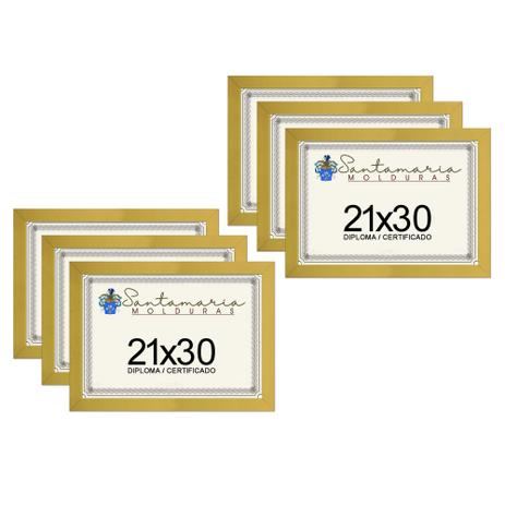 Kit 6 Molduras Porta Diploma Certificado A4 21x30 Amarelo - Santamaria molduras Menor preço em Kit 6 Molduras Porta Diploma Certificado A4 21x30 Amarelo - Santamaria molduras