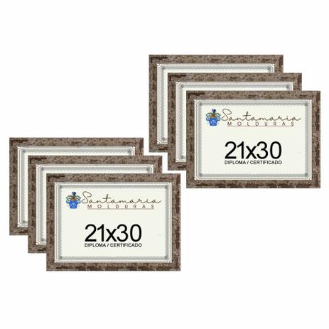 Kit 6 Molduras Porta Diploma Certificado A4 21x30 Marrom - Santamaria molduras Menor preço em Kit 6 Molduras Porta Diploma Certificado A4 21x30 Marrom - Santamaria molduras