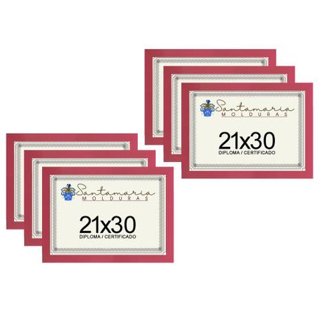 Kit 6 Molduras Porta Diploma Certificado A4 21x30 Rosa - Santamaria molduras Menor preço em Kit 6 Molduras Porta Diploma Certificado A4 21x30 Rosa - Santamaria molduras