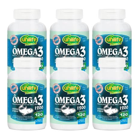 Kit 6 Ômega 3 120 Cápsulas 1200mg Unilife - Unilife vitamins Menor preço em Kit 6 Ômega 3 120 Cápsulas 1200mg Unilife - Unilife vitamins