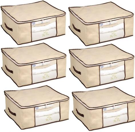 Kit 6 Organizadores Tnt Caixa Closet Roupa Cama Edredom Toalha 60cm - Unica Menor preço em Kit 6 Organizadores Tnt Caixa Closet Roupa Cama Edredom Toalha 60cm - Unica