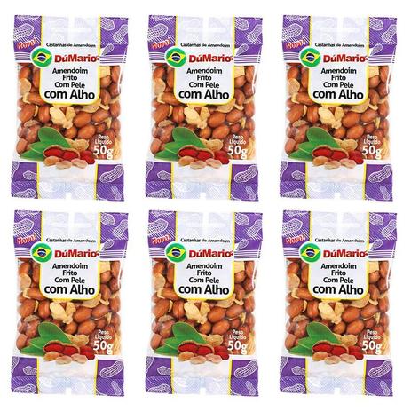 Kit 6 Pacotes Amendoim com Alho Frito com Casca Salgado 50 gramas - Amendoim dumario Menor preço em Kit 6 Pacotes Amendoim com Alho Frito com Casca Salgado 50 gramas - Amendoim dumario