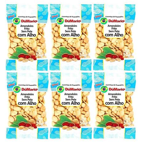 Kit 6 Pacotes Amendoim com Alho Frito sem Casca Salgado 50 gramas - Amendoim dumario Menor preço em Kit 6 Pacotes Amendoim com Alho Frito sem Casca Salgado 50 gramas - Amendoim dumario