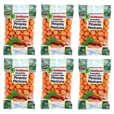 Kit 6 Pacotes Amendoim Crocante Sabor Pimenta Mexicana 50 gramas - Amendoim dumario Menor preço em Kit 6 Pacotes Amendoim Crocante Sabor Pimenta Mexicana 50 gramas - Amendoim dumario