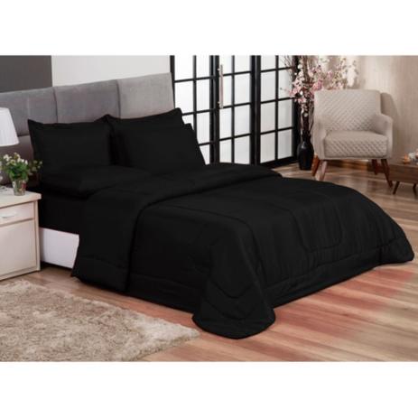 Kit 6 Pçs Edredom Dupla Face Casal Queen Com Lençol Preto - GabStex Menor preço em Kit 6 Pçs Edredom Dupla Face Casal Queen Com Lençol Preto - GabStex