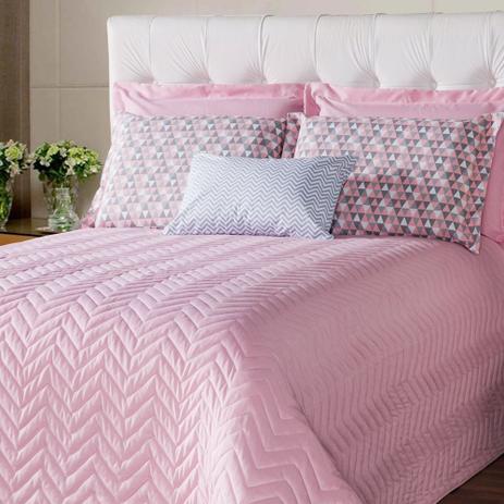 Kit 6 Peças Cobre Leito Mosaico Casal Rosé Casa Dona Menor preço em Kit 6 Peças Cobre Leito Mosaico Casal Rosé Casa Dona