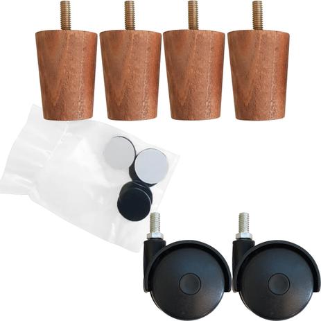 Kit 6 Pés Para Cama Box De Solteiro 4 Fixos E 2 Rodízios Mel - Nacional é boa?