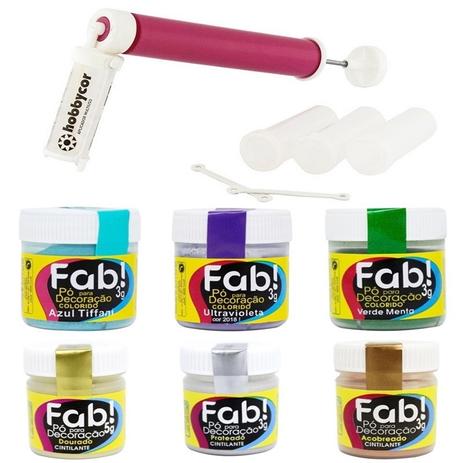 Kit 6 Pó Corantes Decoração Cintilante 1 Pulverizador para Confeitaria Chocolate Pasta Americana - Guarany / fab Menor preço em Kit 6 Pó Corantes Decoração Cintilante 1 Pulverizador para Confeitaria Chocolate Pasta Americana - Guarany / fab
