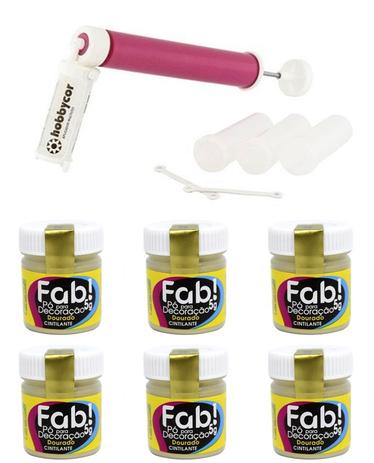 Kit 6 Pó Dourado Alimentício com Pulverizador para Decoração Confeitaria - Guarany / fab Menor preço em Kit 6 Pó Dourado Alimentício com Pulverizador para Decoração Confeitaria - Guarany / fab