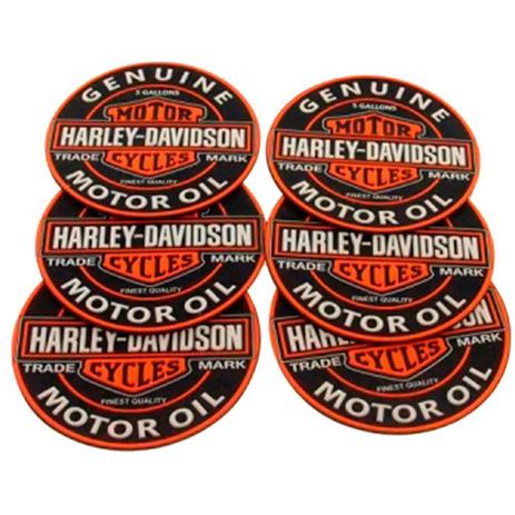 Kit 6 Porta Copos Emborrachados Harley Motor Oil - Versare anos dourados Menor preço em Kit 6 Porta Copos Emborrachados Harley Motor Oil - Versare anos dourados