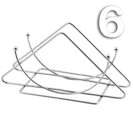 Kit 6 Porta Guardanapo Suporte Cromado Bar Restaurante Lanchonete Mesa Balcão Moderno Triangular - Importado Menor preço em Kit 6 Porta Guardanapo Suporte Cromado Bar Restaurante Lanchonete Mesa Balcão Moderno Triangular - Importado