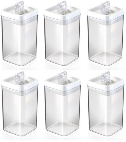 Kit 6 Potes Herméticos Em Acrílico Para Mantimentos 2,3 Litros Injeplastec 0287 Menor preço em Kit 6 Potes Herméticos Em Acrílico Para Mantimentos 2,3 Litros Injeplastec 0287
