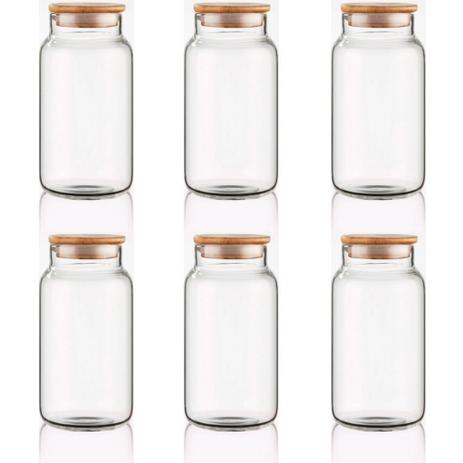 Kit 6 Potes Porta Mantimentos Temperos De Vidro 380ml - Imp Menor preço em Kit 6 Potes Porta Mantimentos Temperos De Vidro 380ml - Imp