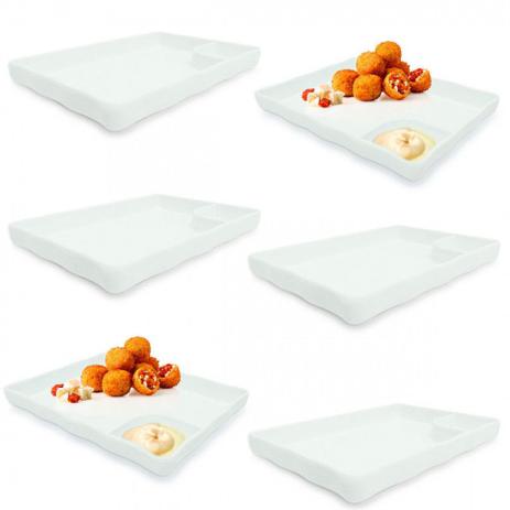 Kit 6 Pratos Retangulares com Divisoria 21cm em Melamina/Plastico Branco Utilgoods Menor preço em Kit 6 Pratos Retangulares com Divisoria 21cm em Melamina/Plastico Branco Utilgoods