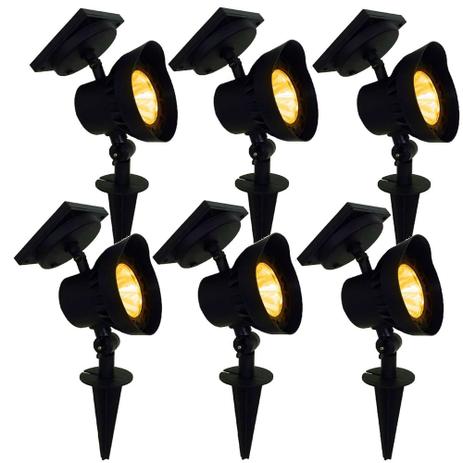 Kit 6 refletor Solar jardim led amarelo ambar 20x mais forte Luminária prova de água - Ecoforce Menor preço em Kit 6 refletor Solar jardim led amarelo ambar 20x mais forte Luminária prova de água - Ecoforce