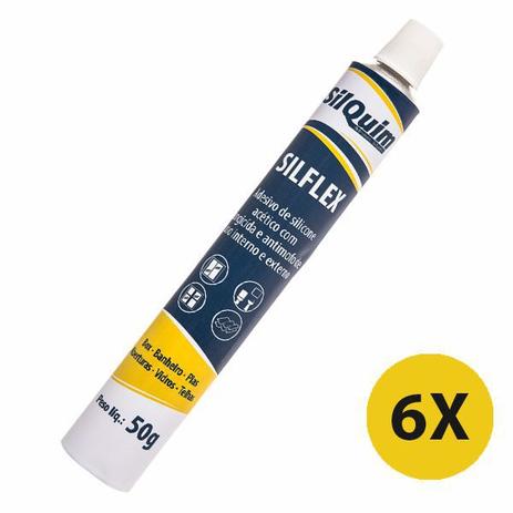Kit 6 Silicone Adesivo Silflex Incolor Interno Externo 50g - Silquim Menor preço em Kit 6 Silicone Adesivo Silflex Incolor Interno Externo 50g - Silquim