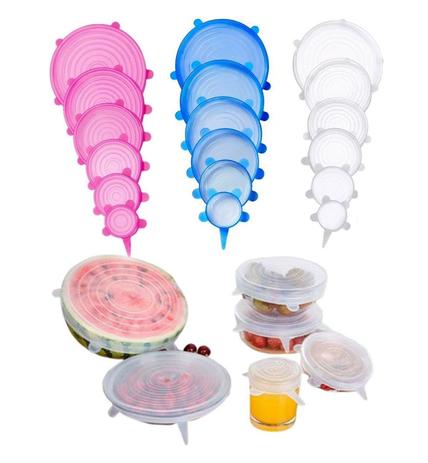 kit 6 Tampas De Silicone Panelas Potes Universal Flexível e lavável - Clink Menor preço em kit 6 Tampas De Silicone Panelas Potes Universal Flexível e lavável - Clink