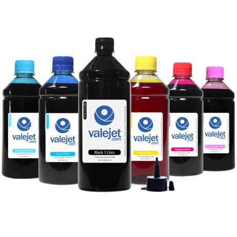 Kit 6 Tintas L800 para Epson Bulk Ink Black 1 litro Coloridas 500ml - Valejet Menor preço em Kit 6 Tintas L800 para Epson Bulk Ink Black 1 litro Coloridas 500ml - Valejet