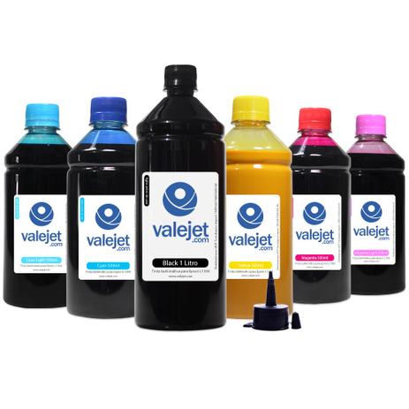 Kit 6 Tintas Sublimáticas para Epson L1300 L-1300 Bulk Ink Black 1 Litro Coloridas 500ml - Valejet Menor preço em Kit 6 Tintas Sublimáticas para Epson L1300 L-1300 Bulk Ink Black 1 Litro Coloridas 500ml - Valejet