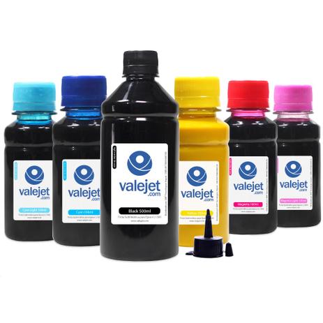 Kit 6 Tintas Sublimáticas para Epson L1300 L-1300 Bulk Ink Black 500ml Coloridas 100ml - Valejet Menor preço em Kit 6 Tintas Sublimáticas para Epson L1300 L-1300 Bulk Ink Black 500ml Coloridas 100ml - Valejet
