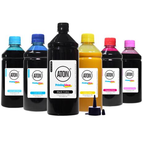 Kit 6 Tintas Sublimáticas para Epson L1800 Ecotank CMYK Aton Black 500ml Coloridas 100ml Menor preço em Kit 6 Tintas Sublimáticas para Epson L1800 Ecotank CMYK Aton Black 500ml Coloridas 100ml