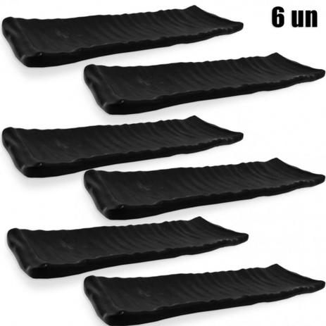 Kit 6 Travessas 24x7cm Estriada para Sushi em Melamina / Plastico Preta Utilgoods Menor preço em Kit 6 Travessas 24x7cm Estriada para Sushi em Melamina / Plastico Preta Utilgoods