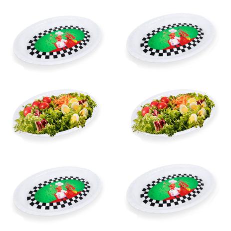 Kit 6 Travessas Oval em Plastico/Melamina Xadrez Fuxing Menor preço em Kit 6 Travessas Oval em Plastico/Melamina Xadrez Fuxing