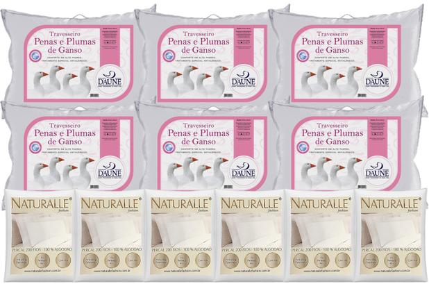 Kit 6 Travesseiros 95 Penas 5 Plumas 50x70cm Daune com 6 Fronhas Brancas - Daune naturalle Menor preço em Kit 6 Travesseiros 95 Penas 5 Plumas 50x70cm Daune com 6 Fronhas Brancas - Daune naturalle