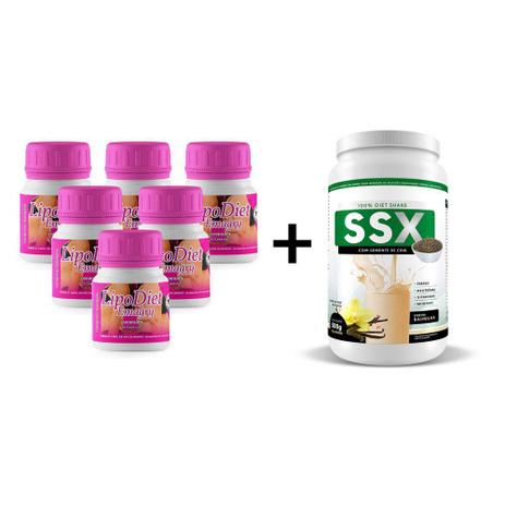 Kit 6 Un Lipo Diet Emagry 30 Cps + Ssx Shake 500G Baunilha - Pandora Menor preço em Kit 6 Un Lipo Diet Emagry 30 Cps + Ssx Shake 500G Baunilha - Pandora