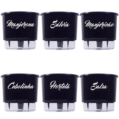 Kit 6 Vaso Auto Irrigável 16x14cm Autoirrigável Preto mhmscs - Raiz Menor preço em Kit 6 Vaso Auto Irrigável 16x14cm Autoirrigável Preto mhmscs - Raiz