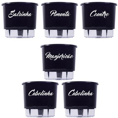 Kit 6 Vaso Auto Irrigável 16x14cm Autoirrigável Preto scmcp - Raiz Menor preço em Kit 6 Vaso Auto Irrigável 16x14cm Autoirrigável Preto scmcp - Raiz