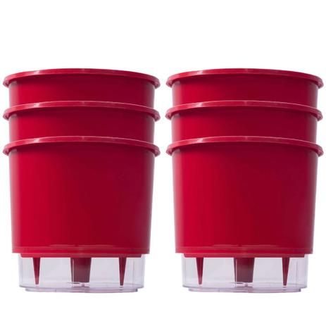 Kit 6 Vasos Raiz Auto Irrigável Vermelho 16x14 Autoirrigável Menor preço em Kit 6 Vasos Raiz Auto Irrigável Vermelho 16x14 Autoirrigável
