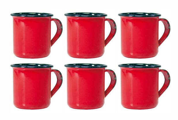 Kit 6 Xícaras Canecas Esmaltadas Vermelho 150ml - Metallouça Menor preço em Kit 6 Xícaras Canecas Esmaltadas Vermelho 150ml - Metallouça