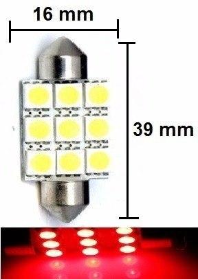 Kit 60 Lampada Torpedo C5w 9 Led Vermelho 39 Mm 5050 12v - Mfl Menor preço em Kit 60 Lampada Torpedo C5w 9 Led Vermelho 39 Mm 5050 12v - Mfl