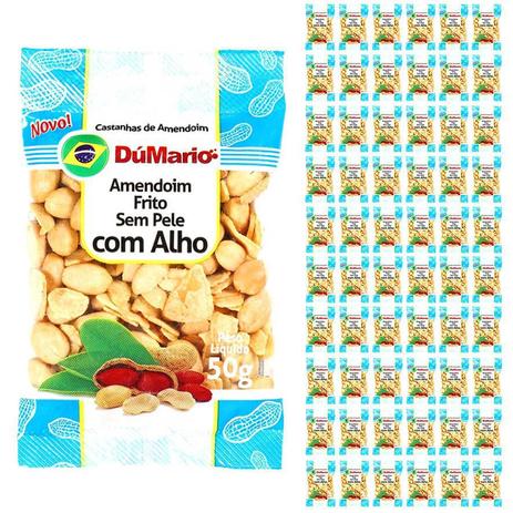 Kit 60 Pacotes Amendoim com Alho Frito sem Casca Salgado 50 gramas - Amendoim dumario Menor preço em Kit 60 Pacotes Amendoim com Alho Frito sem Casca Salgado 50 gramas - Amendoim dumario